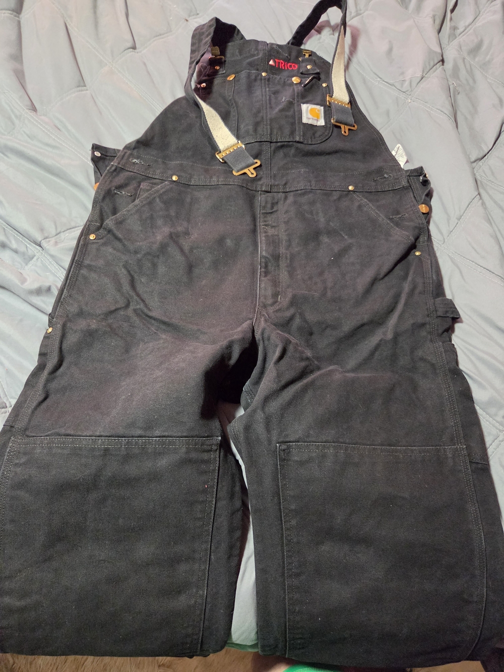 Carhartt Men’s Black Duck Bib Overalls - Heavy-Duty Work Overalls Size 38x32